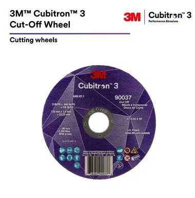 3M Cubitron 3 Cut-Off Wheel, 66198, 60+, Type 27, 6 in x 0.045 in x 7/8 in (150mmx1.6mmx22.23mm), ANSI, 10 ea/Case - 7100317466