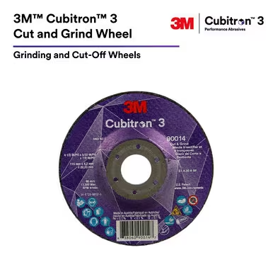 3M Cubitron 3 Cut and Grind Wheel, 66201, 36+, Type 27, 6 in x 1/8 in x 5/8 in-11 (150mmx3.2mm), ANSI, 10 ea/Case, Trial Pack - 7100317773