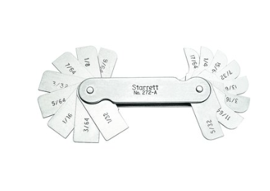 Starrett 272A Radius Gage- 16 Leaves- 1/32-17/64" 51296