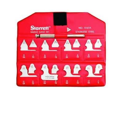 Starrett S167AHZ Radius Gage Set- 1/64"-17/64" With Holder 50616