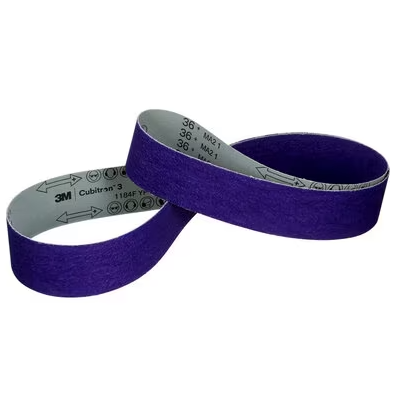 3M Cubitron 3 Cloth Belt 1184F, 36+ YF-weight, 2 in x 90 in, Film-lok, Single-flex, 50 ea/Case - 7100317499