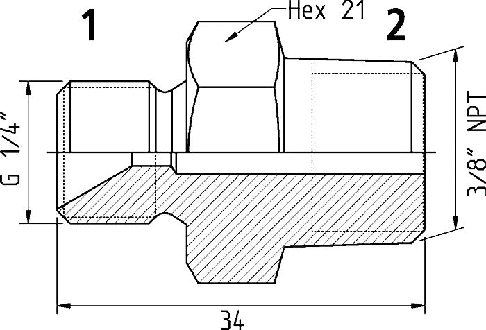 Cejn 19-950-1603 Adapter - 1/4" Male BSPP x 3/8" Male NPT Price Per 5 - 0