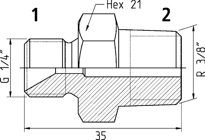 Cejn 19-950-1604     Adapter - 1/4" Male BSPP x 3/8" Male BSPT Price Per 5 - 0