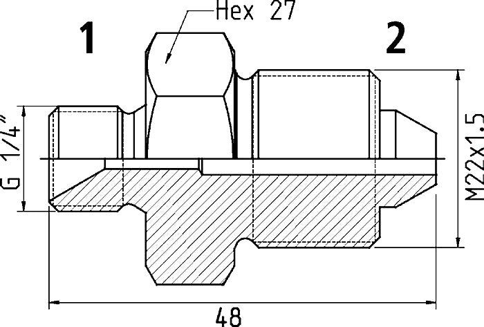 Cejn 19-950-1608 Adapter - 1/4" Male BSPP x M22x1.5 Male Price Per 5 - 0