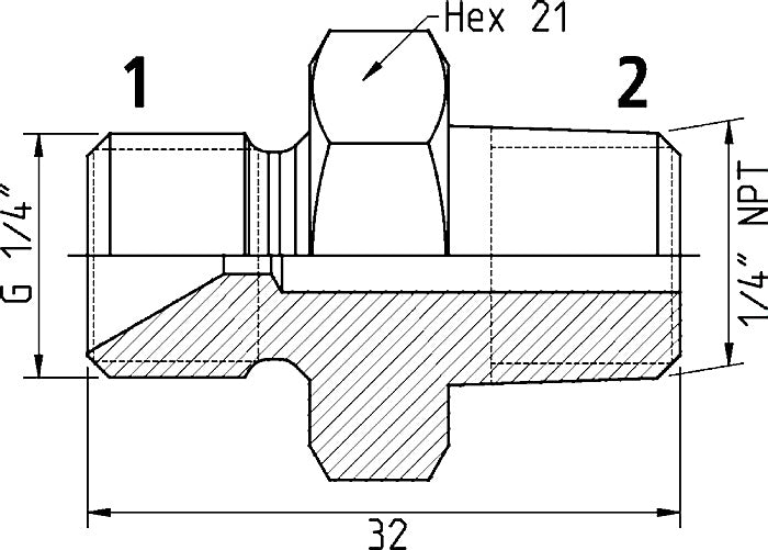 Cejn 19-950-1623     Adapter - 1/4" Male BSPP x 1/4" Male NPT Price Per 5 - 0