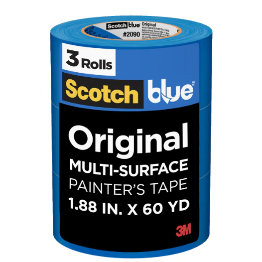 3M 31888 ScotchBlue Original Painter's Tape 2090-48EP3, 1.88 in x 60 yd (48mm x 54,8m), 3 rolls/pack, 4 Packs/Case