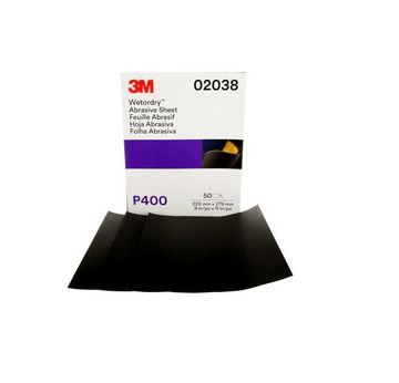 3M 02038 Wetordry Abrasive Sheet 213Q, 02038, P400, 9 in x 11 in, 50 sheets per carton - WesTorque