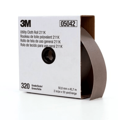 3M 05002 Utility Cloth Roll 211K, 320 J - weight, 1 in x 50 yd, Full - flex - WesTorque