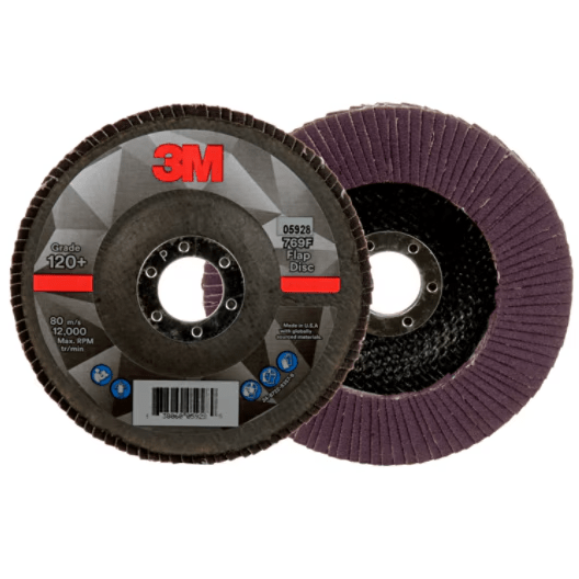 3M 05928 Flap Disc 769F, 120+, T27, 5 in x 7/8 in, 10 ea/Case - WesTorque