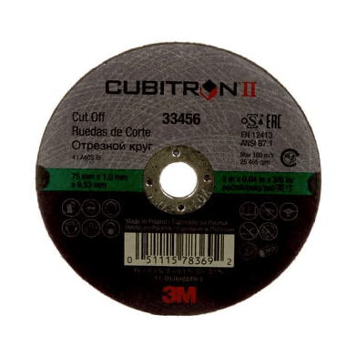 3M 33456 Cubitron II Cut - Off Wheel, 33456, 75 mm x 1 mm x 9.53 mm (3 in x .04 in x 3/8 in) - WesTorque