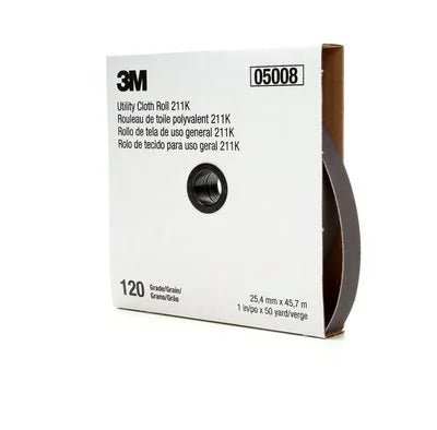 3M 5008 Utility Cloth Roll 211K, 120 J-weight, 1 in x 50 yd, Full-flex - 51144050086 - WesTorque