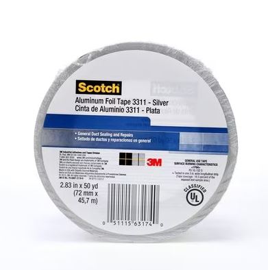 3M 63174 Scotch Foil Tape 3311, Silver, 2.83 in x 50 yd, Price Per 1 Roll - WesTorque