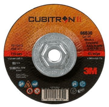 3M 66530 Cube II Cut - Off Wheel 66530 T27 QC 4.5 in x .045 in x 5/8 in - 11 in - WesTorque