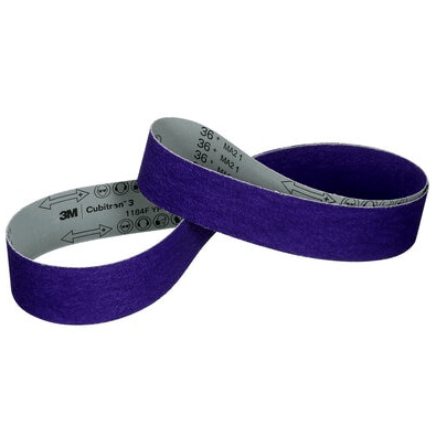 3M 66606 Cubitron 3 Cloth Belt 1184F, 36+ YF - weight, 1/2 in x 24 in, Fabri - lok, Single - flex - WesTorque