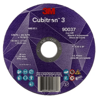 3M Cube 3 Cut-Off Wheel 90037 36+ T1 5 in x 0.045 in x 7/8 in (125 x 1.6 x 22.23 mm) ANSI 7100304007 - WesTorque