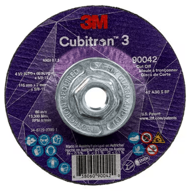 3M Cube 3 Cut - Off Wheel 9042 36+ T27 4 - 1/2 inx0.09 inx5/8 in - 11 (115x2 mmx5/8 - 11 in) ANSI 7100313200 - WesTorque