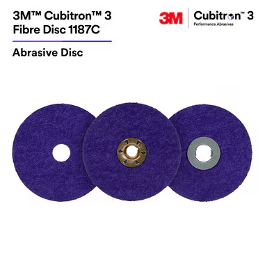 3M Cubitron 3 Fibre Disc 1187C, 36+, 4 - 1/2 in x 7/8 in, Die 450E, 10 ea/Case - 7100320866 - WesTorque