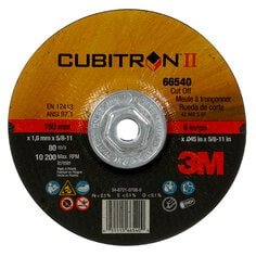 3M Cubitron II Cut-Off Wheel, 66540, T27 Quick Change, 6 in x .045 in x 5/8 in-11 in - 51115665400 - WesTorque