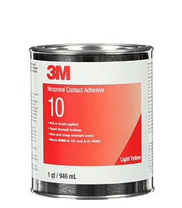 3M Neoprene Contact Adhesive 10, Light Yellow, 1 Quart, 12 can / case - 7100011456 - WesTorque