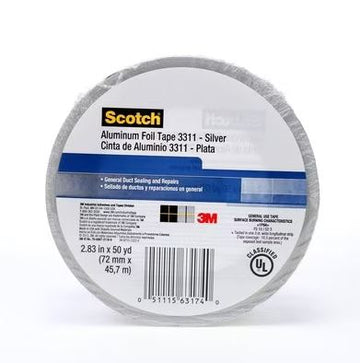 3M 63174 Scotch Foil Tape 3311, Silver, 2.83 in x 50 yd, Price Per 1 Roll - 0