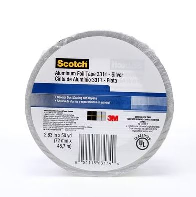 3M 63174 Scotch Foil Tape 3311, Silver, 2.83 in x 50 yd, Price Per 1 Roll