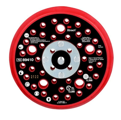 3M Xtract Back-up Pad, 89410, 5 in, Hard, Red - 7100273463 - WesTorque