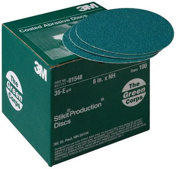 3M Green Corps Stikit Production Disc 01548 6 in 36 grit 100
discs per carton 5 cartons per case