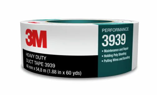 3M 39393 Heavy Duty Duct Tape 3939, Silver, 72 mm x 54.8 m, 9.0 mil, 12 Roll/Case - 21200855627