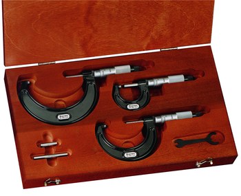 Starrett S436.1AXRLZ Outside Micrometer Set- 0-3"- .001" Grads 68036