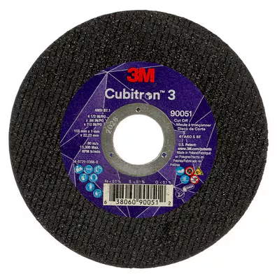 3M Cube 3 Cut-Off Wheel 9051 60 T1 4-1/2 inx0.04 inx7/8 in 115x1x22.23mm ANSI 25/Pk 50 ea/Cs 7100304307
