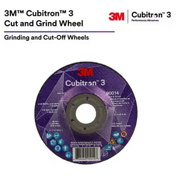 3M Cube 3 Cut & Grind Wheel 66200 36+ T-27 6 inx5/32 inx5/8 in-11 150mmx4.2mm ANSI Trial Pk 7100316747