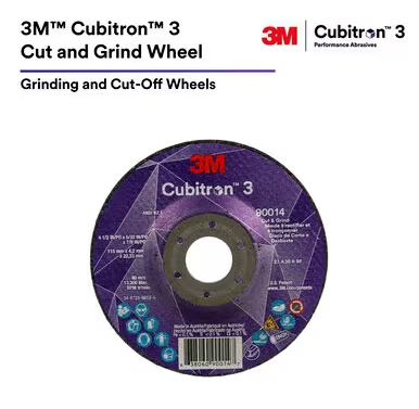 3M Cube 3 Cut & Grind Wheel 66201 36+ T-27 6 inx1/8 inx5/8 in-11 150mmx3.2mm ANSI Trial Pk 7100317773