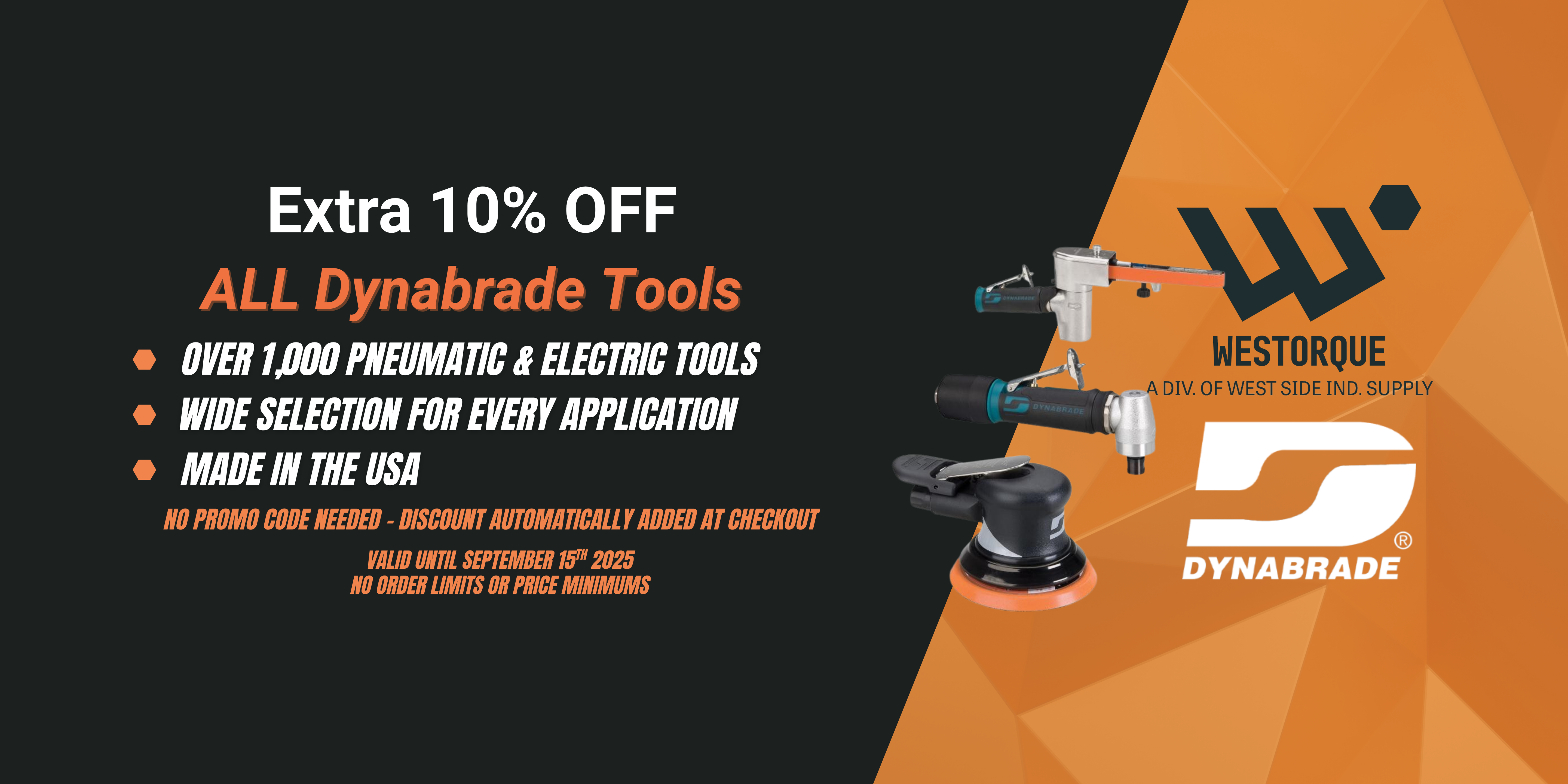 Dynabrade 10 off homepage banner westorque