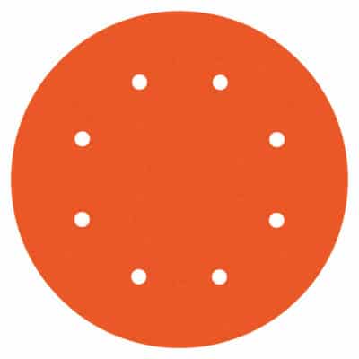 Dynabrade 79690 8" (203mm) 220 Grit, Extreme Orange Hook & Loop Disc w/8 Vac Holes