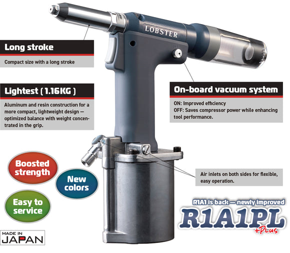 Lobster R1A1PL Pneumatic Riveter with Vacuum Mandrel Collection