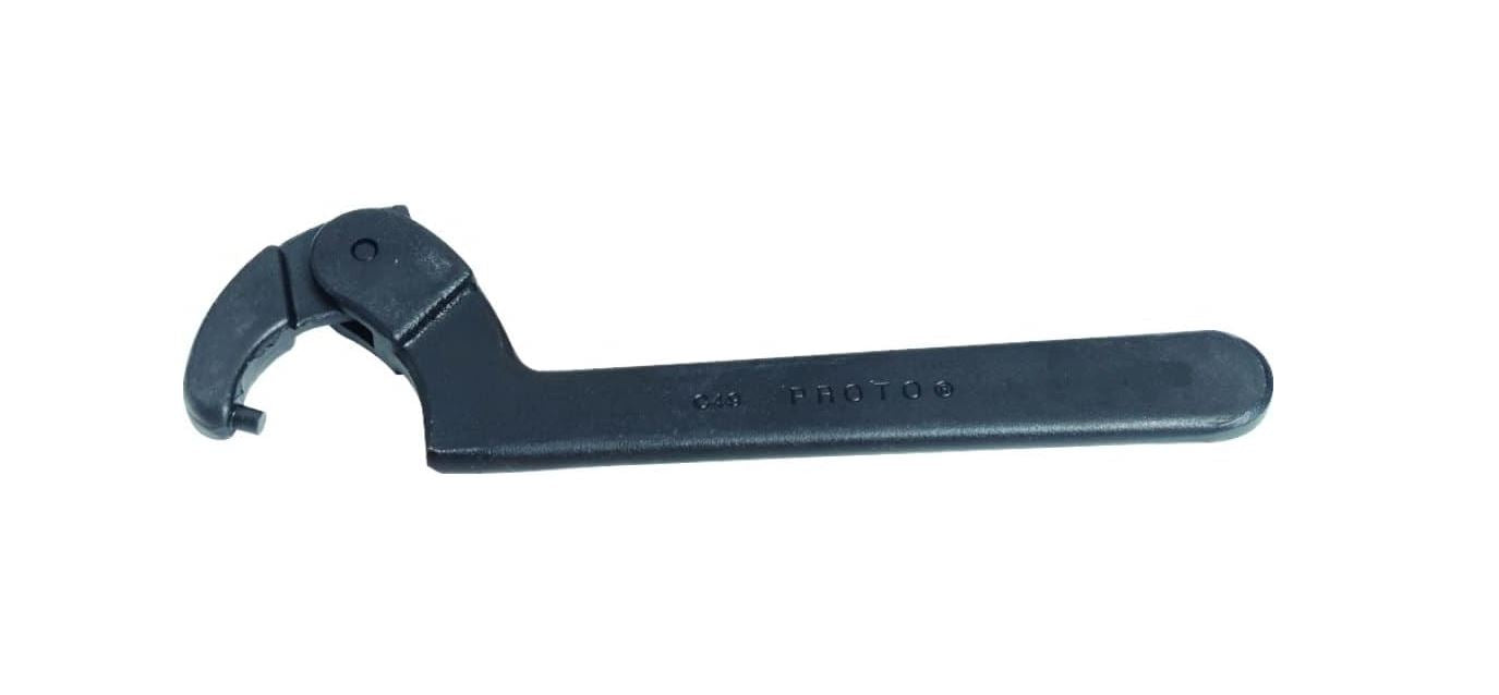 Proto JC497B Adjustable Pin Spanner Wrench, 2 to 4-3/4 in Capacity, 1/4 in Dia Pin, 11-3/8 in OAL, Alloy Steel, Black Oxide