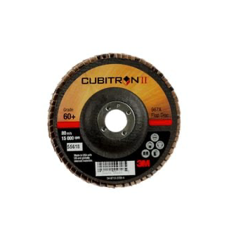 3M Cubitron II Flap Disc 967A, 60+, T29, 4 in x 5/8 in, 10 ea/Case - 7100097650