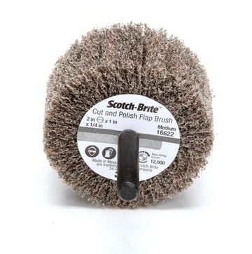 3M Scotch-Brite Cut and Polish Flap Brush, 2 in x 1 in x 1/4 in A MED - 7000121151