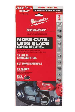 Milwaukee Tool 30-9/16 in. 12/14 TPI COMPACT EXTREME THIN METAL BAND SAW BLADE 3PK