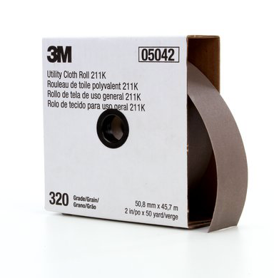 3M 05002 Utility Cloth Roll 211K, 320 J-weight, 1 in x 50 yd, Full-flex