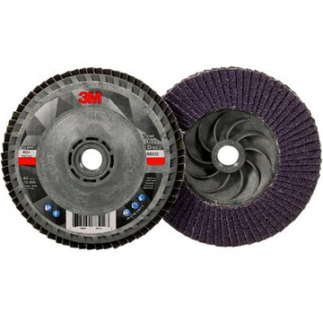 3M 88512 Flap Disc 769F, 40+, T27 Quick Change, 4-1/2 in x 5/8 in-11, 10/box