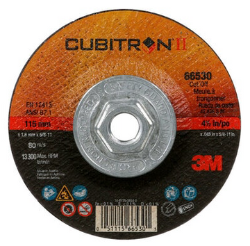 3M 66530 Cube II Cut-Off Wheel 66530 T27 QC 4.5 in x .045 in x 5/8 in-11 in