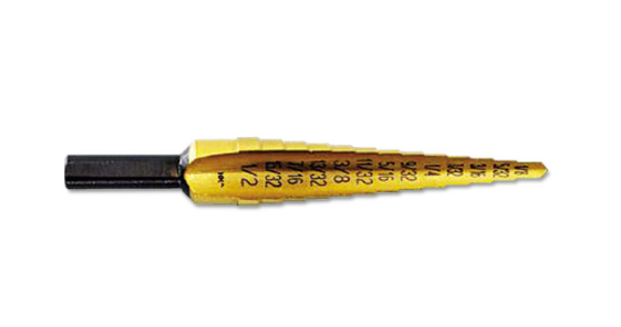 Irwin Tools IRWIN Unibit1T Shank Step Drill Bit, Titanium Nitride Coated, 1/8" to 1/2" by 1/4"