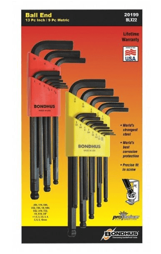 Bondhus 22 Piece Metric/SAE L - Shape Hex Key Set, 20199 - WesTorque