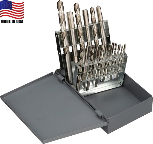 Chicago Latrobe 52580 18 Piece HT18 High-Speed Steel Jobber LGTH Drill Bit & Hand Tap Set w/Metal Cs - WesTorque