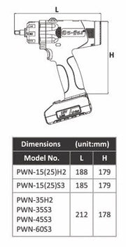 Du - Pas PWN - 45S3 18V 3/8" Sq. 27 - 45Nm Cordless Shut - off Impulse Tool - WesTorque