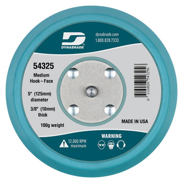 Dynabrade 54325 5" (127 mm) Dia. Non-Vacuum Disc Pad, Hook-Face, Short Nap