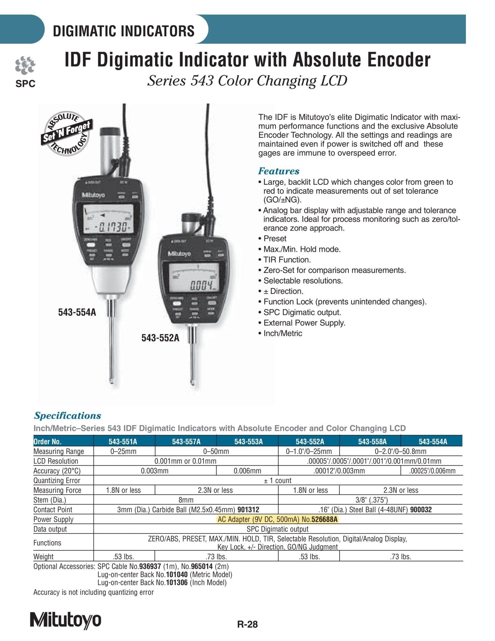 Mitutoyo 120V AC Adapter for QM - Height Gages 12BAK730 and 12BAR954 - WesTorque