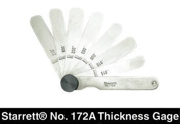 Starrett 172A Thickness Gage - .0015 - .015" - 9 Leaves 50649 - WesTorque