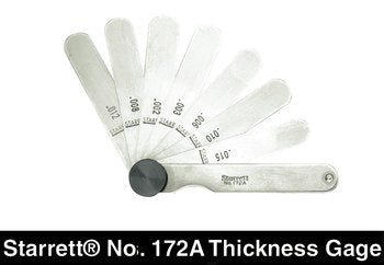 Starrett 172AS Ss Thickness Gage - 9 Leaves 0. 0015" To 0.015" 73341 - WesTorque